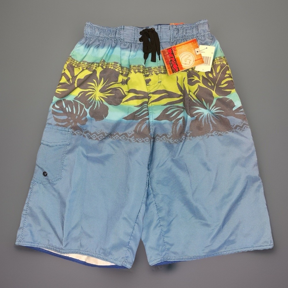 Burnside Swim Trunks Mens Small Blue Floral Surf Lined Floral Mesh Lined - NWT